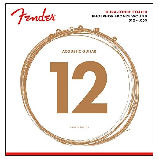 Fender Dura-Tone Coated Phosphor Bronze Acoustic Guitar Strings, 860L .012-.053