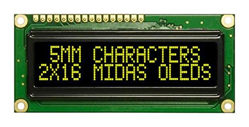 OLED, 2 x 16, Gelb/Grün auf Schwarz, alphanumerische OLED-Displays, 1 Stück | MCOB21605G1V-EYP