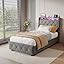 Letto Singolo 90x200 con LED e 2 Cassetti, Letto Imbottito in Lino ...
