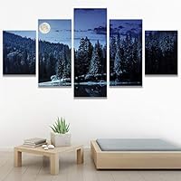 SIGNWIN 5 Panel Canvas Wall Art Modern Art Astronomy & Space Dramatic Moon Multicolor Photography Rustic for Home Decorations Ready to Hang - 60