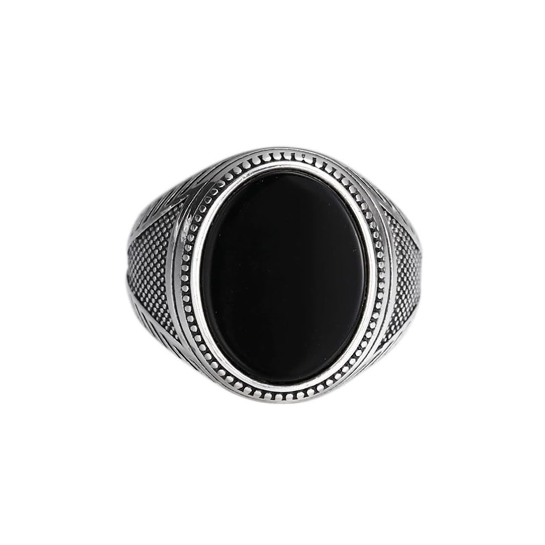 S925 Plata De Ley Circonita Negra Anillo Personalizado, Hip Hop Hombres Abierto Ajustable Simple Anillo,Plata,9