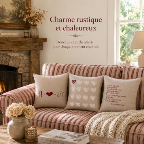 Housses de coussin canapé 45x45 fermeture éclair invisible en lin