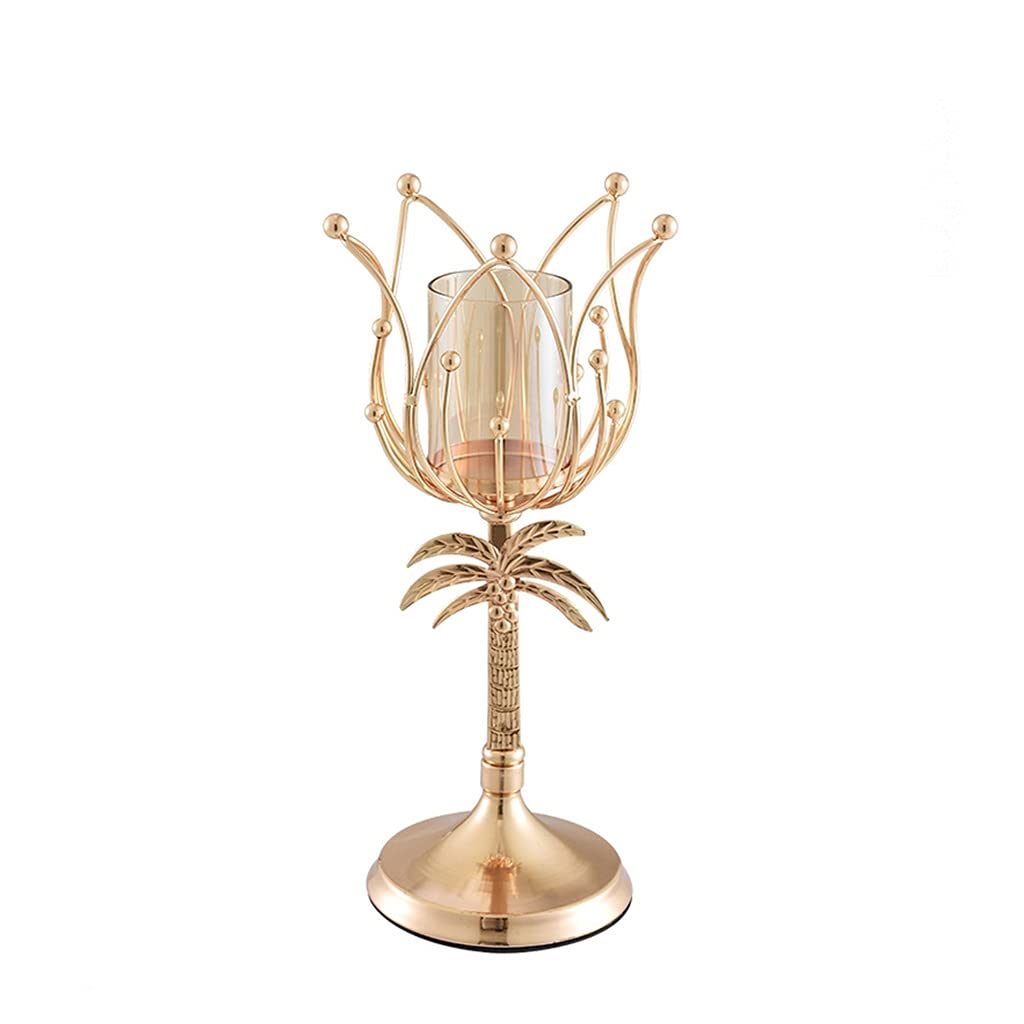 HTTGDGDH Iron Candlesticks Wedding Props Home Decoration Table Candlelight Dinner Ornaments,L Gold