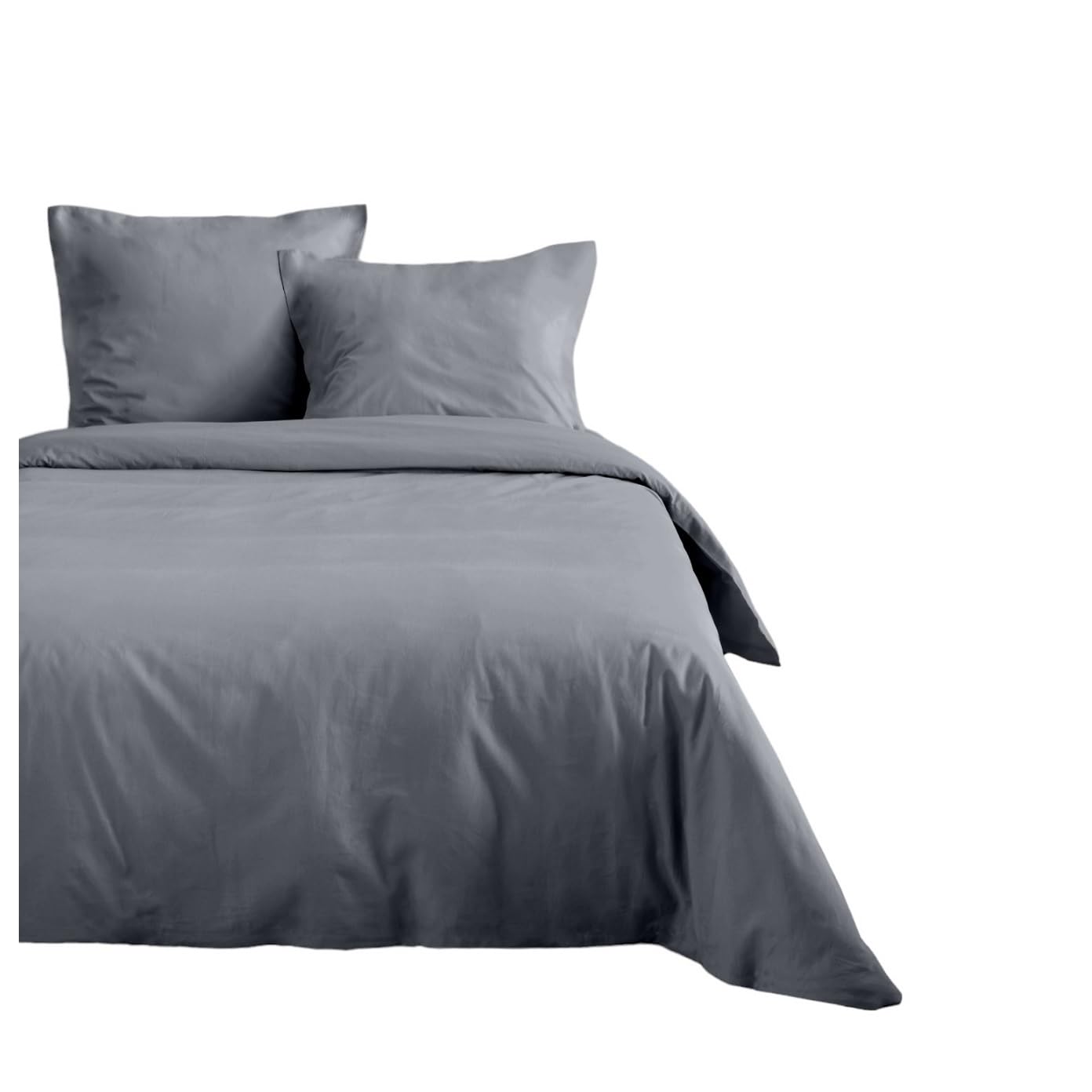 Housse de couette coton 240 x 260 gris souris Edenne linge de lit uni grand format