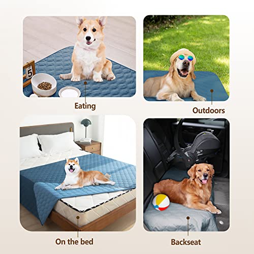 Image of gogobunny 100% Double Sided Waterproof Dog Blanket Soft Pet Bed Cover Reversible Protect Furniture Couch Sofa Car for Puppy Cat Kids (Dark Blue /Light Blue, 30x90 Inch (Pack of 1))