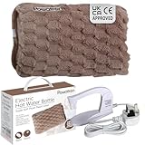 POWATRON Rechargeable Electric Hot Water Bottle - Soft & Cosy Hand Body Warmer Massaging Heat Pad, Prefilled, Over-Heat Protection Electric Water Bottle - Hot Water Bottles for Pain Relief