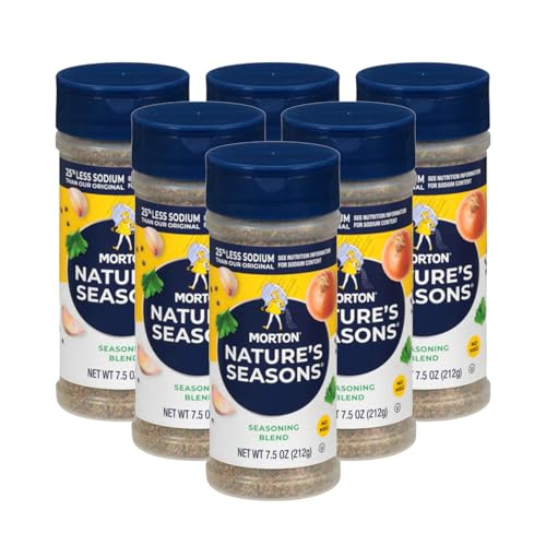 Morton Nature's Seasons Seasoning Blend, 25% Less Sodium, (7.5 oz), 6-Pack,Perfect for Cooking & Seasoning