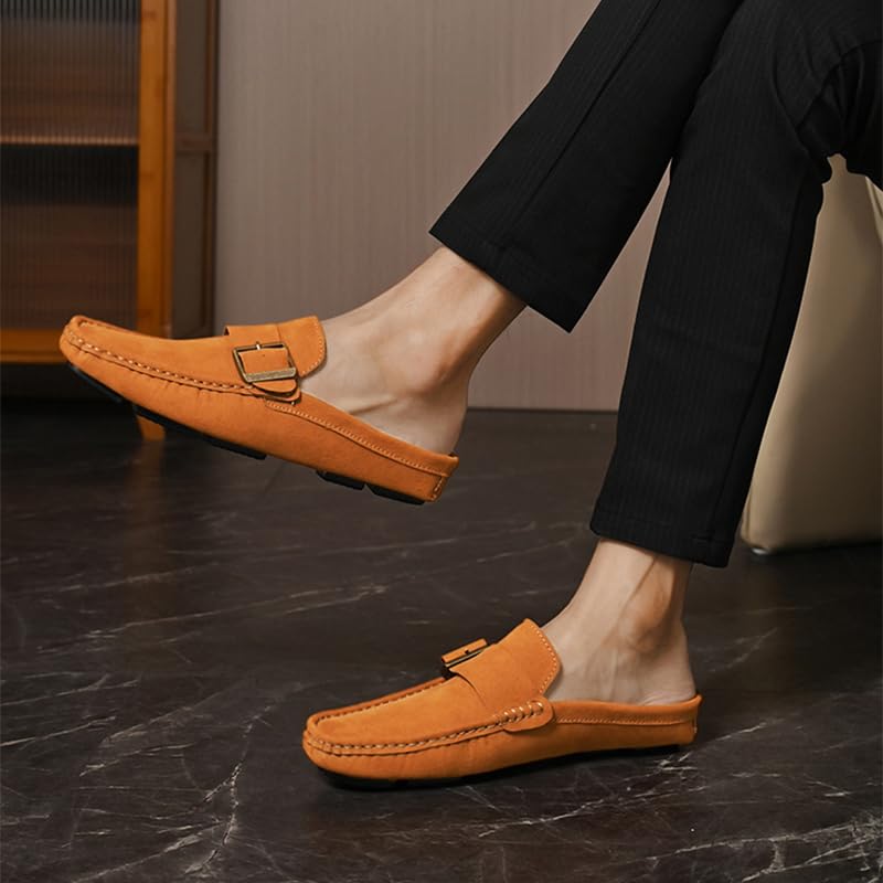 ELIOGN Męskie skórzane buty wsuwane – wygodne wsuwane buty biznesowe na co