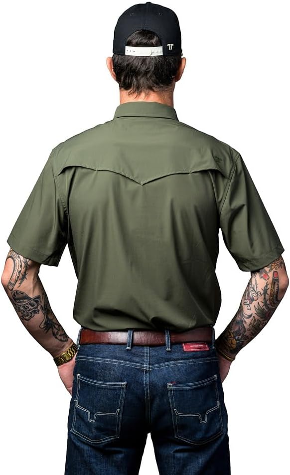 Ferrell Men's Olive Vented Pearl Snap Shirt Olive XL