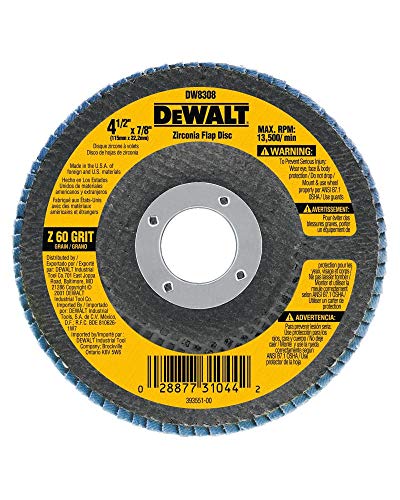 DEWALT Flap Disc, Zirconia, 4-1 2-Inches x 7 8-Inches, 60-Grit (DW8308)