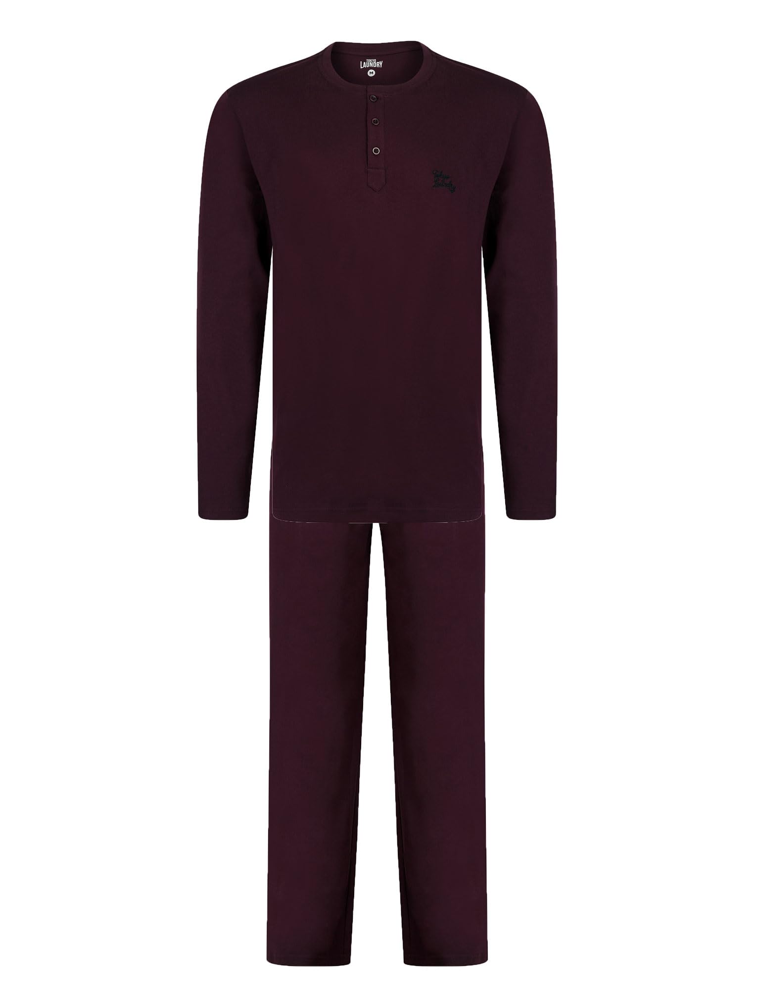 Tokyo Laundry Men's Cotton Pyjama Lounge Set with Bottoms & Long Sleeved Top