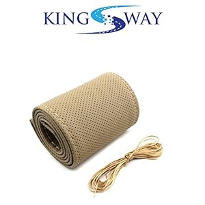 Kingsway Leatherite Stiched Steering Cover Suitable for Chevrolet Spark, Model Year : 2005 – 2009, Color : Beige, PU…