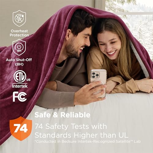 Image of Bedsure Electric Blanket King Size - Dual Control Heated Blanket King Size, Fast Heating with 10 Time Settings & 10 Heat Settings, Warm Gift for Grandma (100x90 inches, Red)