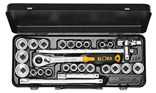 Elora Steckschlüssel-Satz 1/2 Zoll, Zwölfkant, 27-teilig mm+AF, 770-OKLAMU