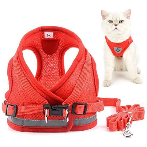 Zunea Katzengeschirr mit Leine Ausbruchsicher Reflektierend Verstellbar Gepolstert Hundegeschirr Cover