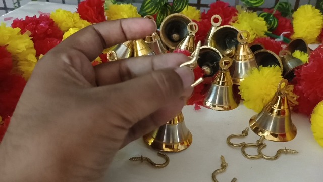 Amazon.com: NANNUDECO Brass Pooja Bells with J Hook Home Decor