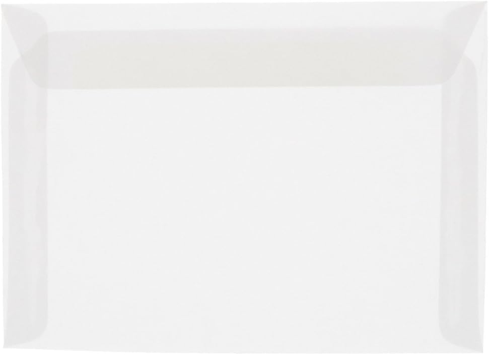 JAM PAPER 10 x 13 Booklet Translucent Vellum Envelopes - Clear - 100/Pack