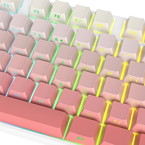 Image of Guffercty kred Cute PBT Key Caps 135-keys Custom Gradient Side Printed Double Shot Keycaps Cherry Profile for 61 /68 /96 /108 Mechanical Gaming Keyboard (Blush)