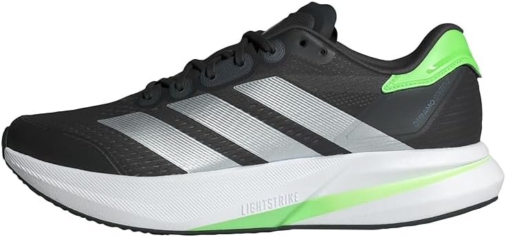 adidas Uomo Duramo Speed 2 Running Shoes, Carbon/Matte Silver/Lime Burst, 42 EU