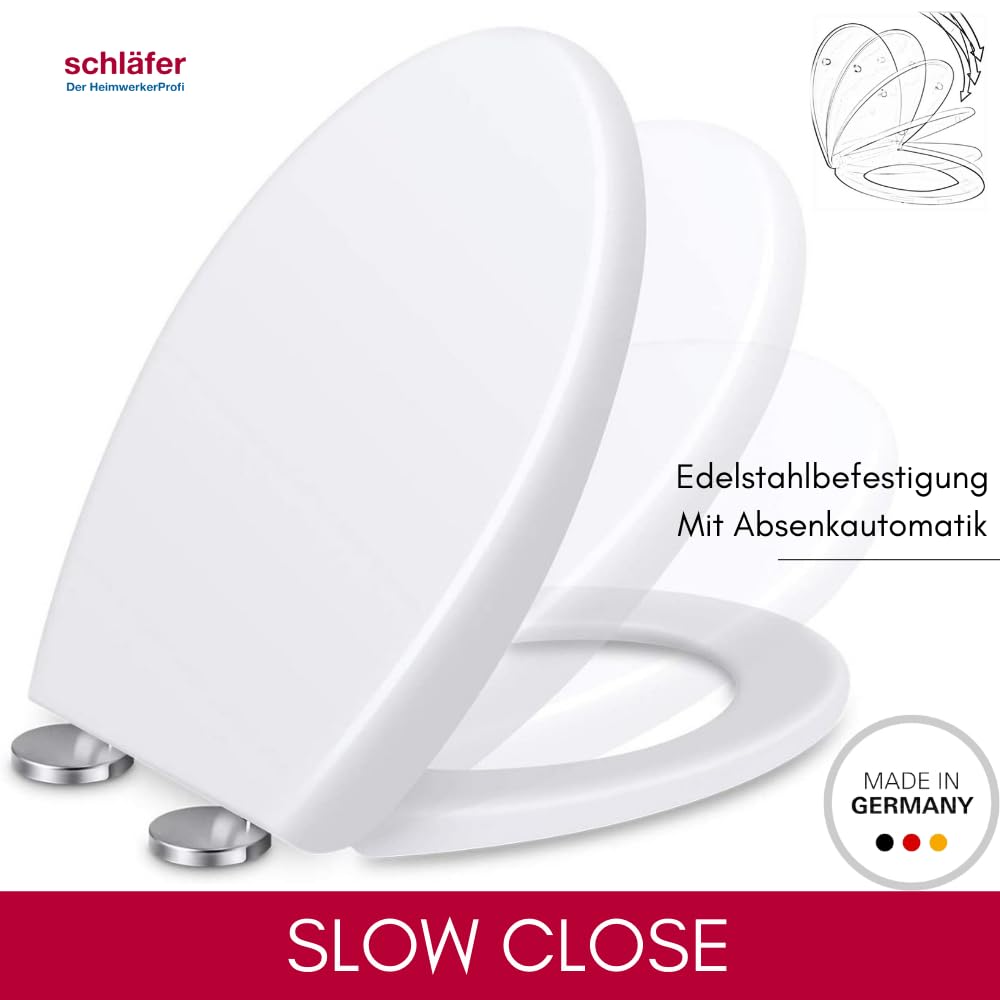 Schläfer 4637201 | Sedile Copriwater Soft Close ammortizzata Fissaggio Rimovibile Take Off Sedile Wc Universale in Duroplast Bianco funzione Quick Release, Mod. Monza