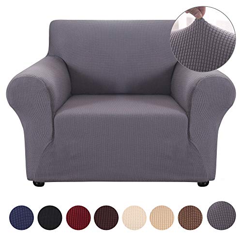 SearchI Funda sofá Duplex,Funda de Sofá Elásticade 1 Plaza,Tejido Jacquard de Poliéster y Cubre Sofa Universal Cubierta de Muebles Desmontable y Lavable, Funda Protector para Sofá(Gris,80-120cm)