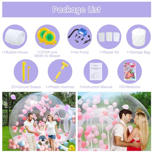 Opblaasbaar bubbelhuis, 3 m, TPU, bubbeltent voor volwassenen en kinderen, met blazer en pomp, blaastent voor tuin, buiten, achtertuin, feest, bruiloft, verjaardag - Afbeelding 6