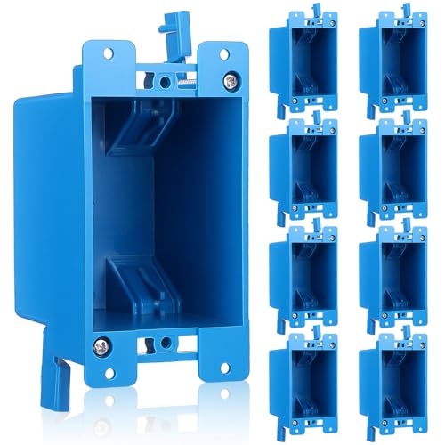 Sibba 8 Pack Single Gang Electrical Outlet Box, 1-Gang Old Work Box 14 Cubic Inch PVC Electrical Boxes for Switch Outlet, Wall Mount Device Boxes for Residential Commercial Applications