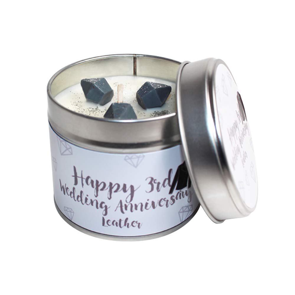 3rd Leather Wedding Anniversary Candle Tin/SOYA Wax/Handmade to Order Daily