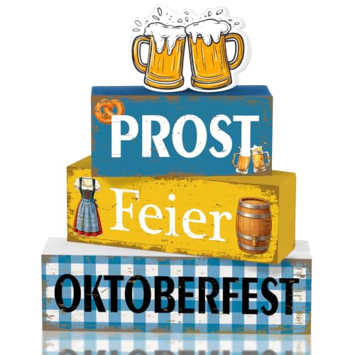 4 Pack Oktoberfest Wooden Table Decorations...