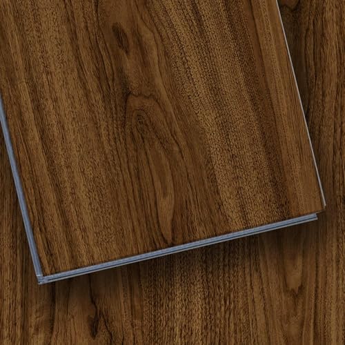 SPC Click Lock Luxury Vinyl Flooring Plank | 21.4 Sq.Ft | Thick 5 mm | Wood Floating LVP Floor Tile| 100% Waterproof |Rigid Core|Use for Indoor/Commercial/Office | (Walnut)
