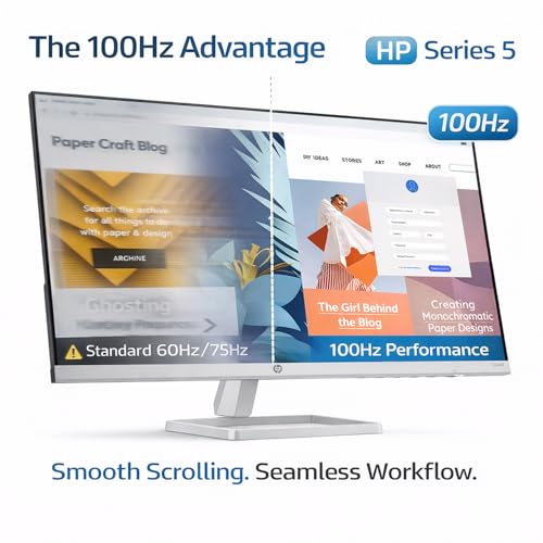 Image of HP Series 5 24-inch FHD Monitor, 100Hz Refresh Rate, 1080p IPS Display with 1500:1 Contrast, 300 Nits Brightness, 99% sRGB & Eyesafe Certified Eye Ease, Tilt Adjustment, HDMI & VGA Ports