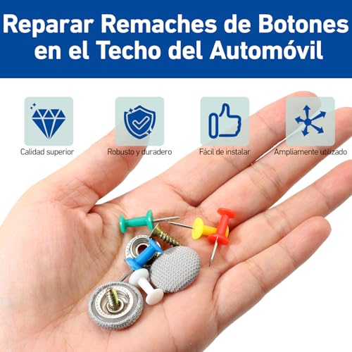 Chinchetas Techo Coche, Techo Coche Despegado, 65 Piezas Kit Reparacion Techo Coche, Reparar Techo Caido Coche para Todos Los Techos Coches Fijos, Botón de Reparación de Techo de Auto - imagen 2
