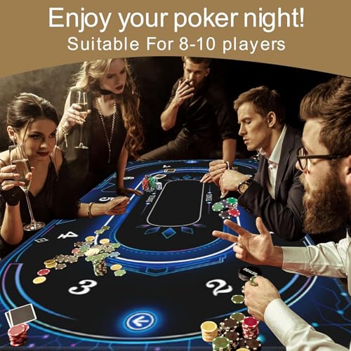 AQQA 70x35 Inch Poker Table Mat, Texas Hold'em Table Top for 8-10 Players - image 3