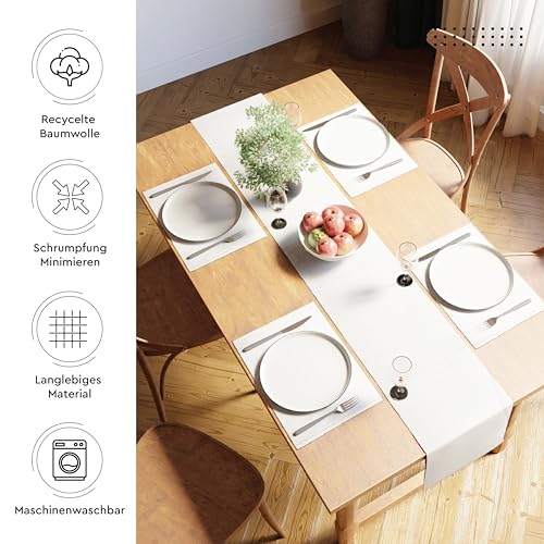 Encasa XO Tischläufer, Feinripp Baumwolle, Modern 13"x94" – Ansicht 3