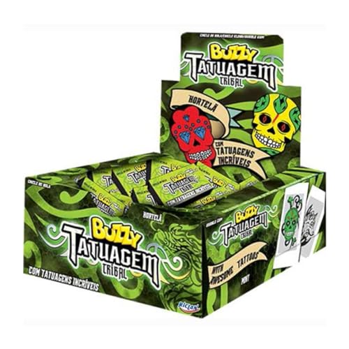 Chiclete Tatuagem Tribal Buzzy Hortelã Caixa C/100unid - 400g 
