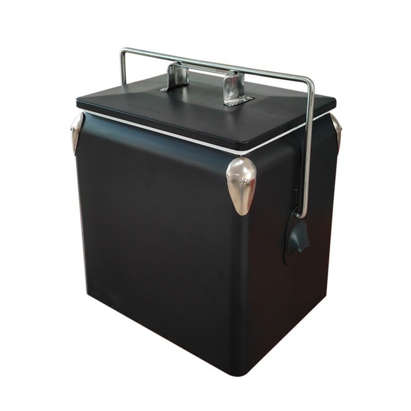 Frigorifero Portatile Borsa Termica Ghiacciaia Contenitore Isotermico in Metallo con Interno Isolato per Bevande Cassa Compatta Facile da Posizionare, Nero