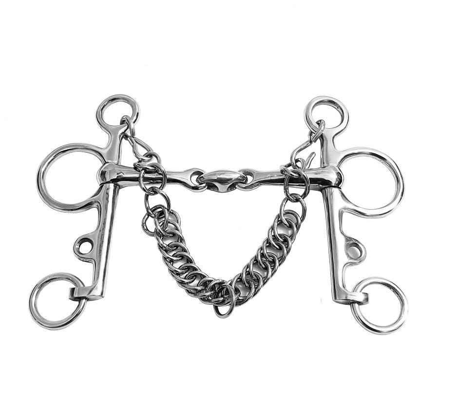 Pelham Horse Bit Double Jointed with Oval Link Stainless Steel (5.50 INCH)-image-9