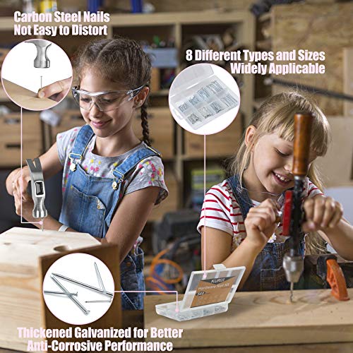 image for KURUI 700PCs Small Nails for Hanging Pictures & 8oz Small Hammer for W