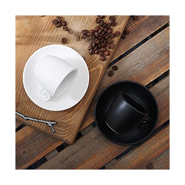 Juego de 4 tazas de café espresso de 3 onzas con platillos a juego de tazas de café italiano de porcelana premium, taza… - Imagen 6