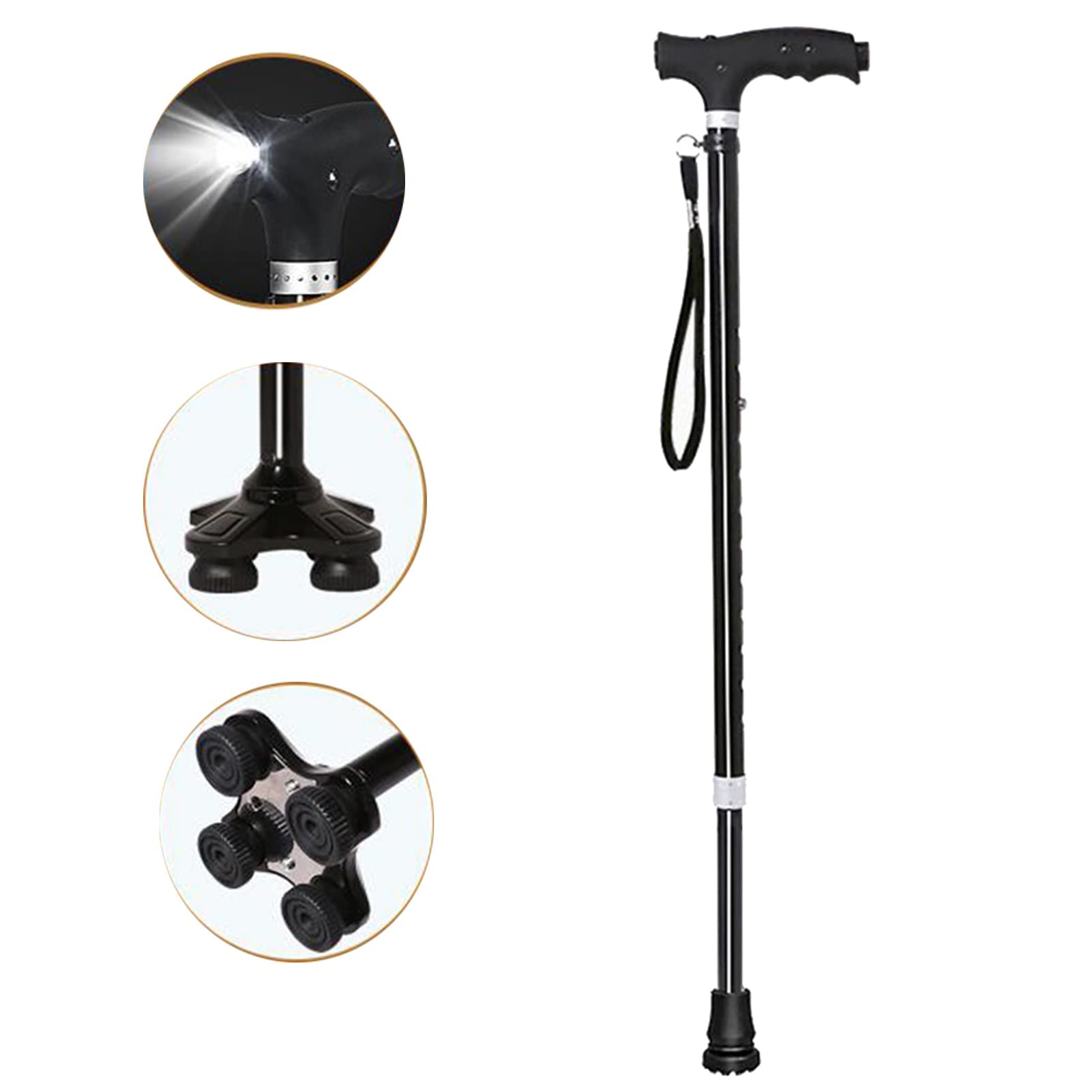 Bastón para Caminar para Hombres y Mujeres, bastón Independiente con luz LED, bastón de Viaje liviano, Bastones de Aluminio para Personas Mayores y Adultos