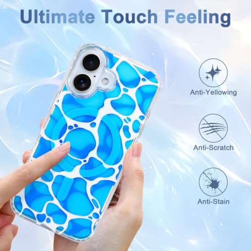 Image of AIGOMARA Cute Case for iPhone 17 Case for Women Girls [Compatible with Magsafe] Twilight Sea Surface Pattern Design, Clear Aesthetic Summer Magnetic Protective Phone Cover, Iridescent Blue