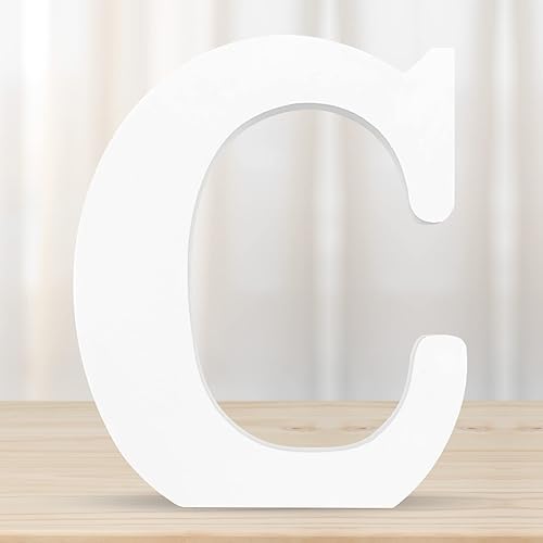Letras de madera blancas 3D de 6 pulgadas, letra de pared del alfabeto de madera para decoración de pared, manualidades de madera, letras de pie,