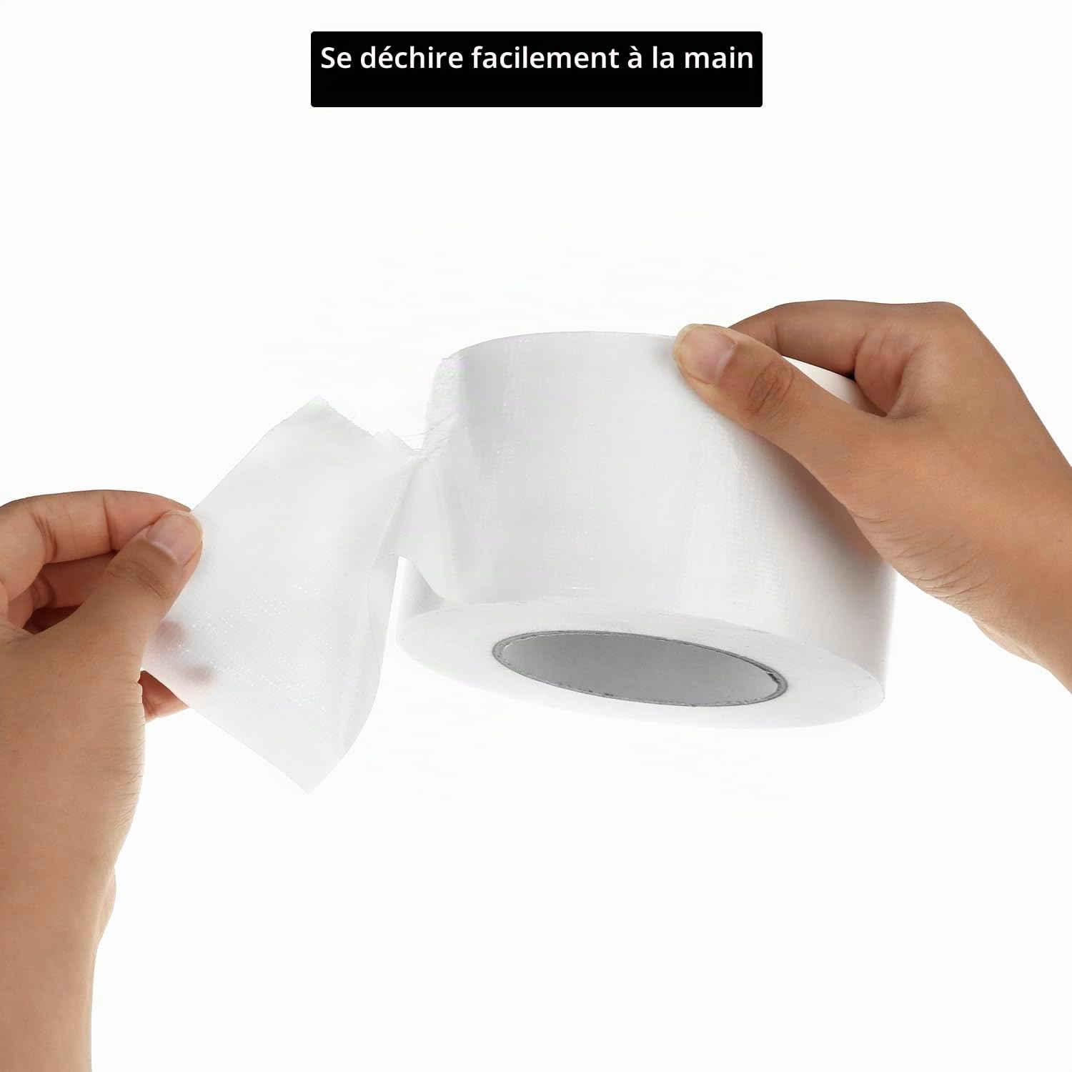 QWORK® 1 Rouleaux de scotch tissu blanc, 50 m x 75 mm, ruban adhésif toilé, ruban de réparation, adhésif puissant, résistant aux intempéries et déchirable à la main