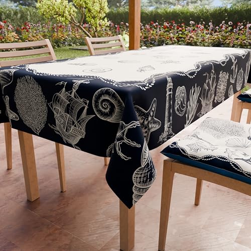 PETTI Artigiani Italiani - Tovaglia Antimacchia Rettangolare Copritavolo Cucina Disegno Marino 02 (140x300 cm) 100% Made in Italy