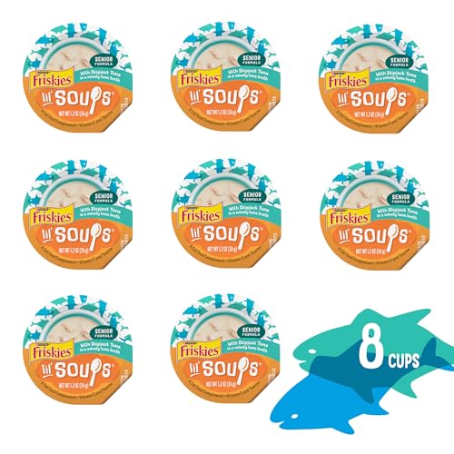 Purina Friskies Lil Soups Senior Cat Food Toppers, Tuna, (8) 1.2 oz Cups - image 3