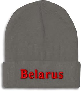 Beanies for Men Belarus Belarusian Minsk Skull Cap Winter Hats Women Acrylic One Size Dark Grey Design Only