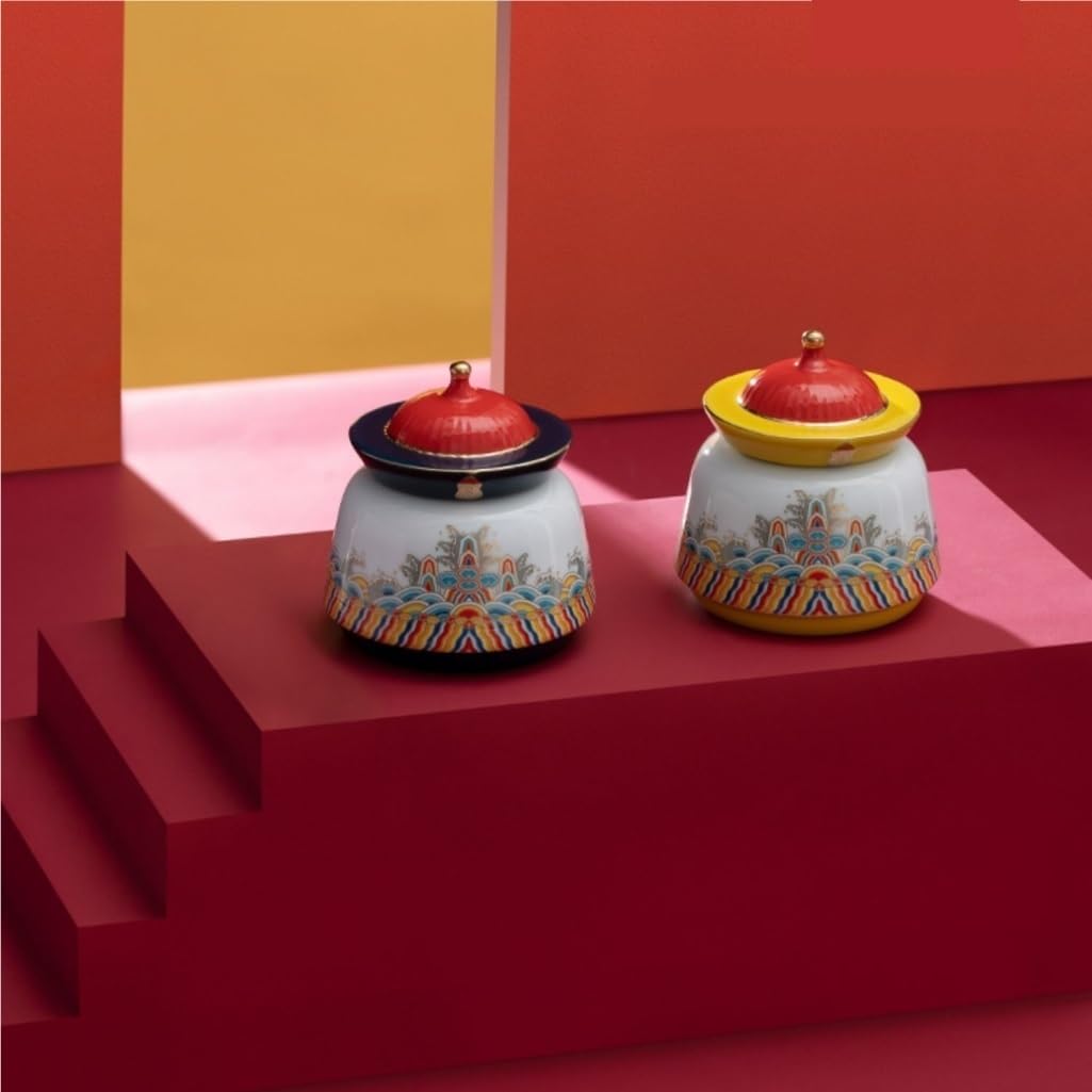 SDdPulse Serbatoio di stoccaggio del tè alla rinfusa Barattolo di immagazzinaggio del tè in ceramica portatile piccolo barattolo sigillato vaso di stoccaggio della cucina domestica Barattolo di