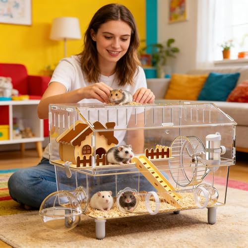 Cage transparente pour hamster et gerbille avec aération optimale - 3