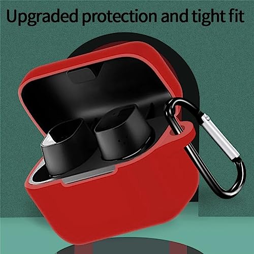Image of Silicone Case Cover Compatible with Sennheiser Sport True Wireless /CX True Wireless /CX Plus /CX Plus SE Earbuds - with Aluminium Hook (Earbuds & Charging Case Excluded) (Red)