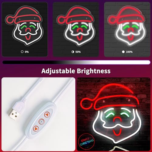 Image of Christmas Neon Sign, LED Neon Lights for Wall Decor, USB Neon Night Light Sign for Home Christmas Party Decor Christmas Gift Holiday Door Porch Decoration (Santa Claus)